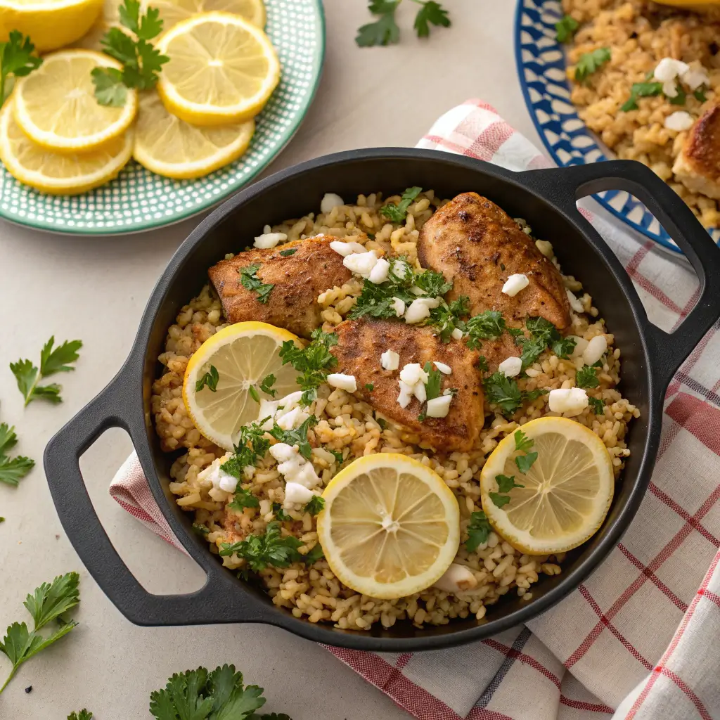 Greek chicken and lemon rice recipe