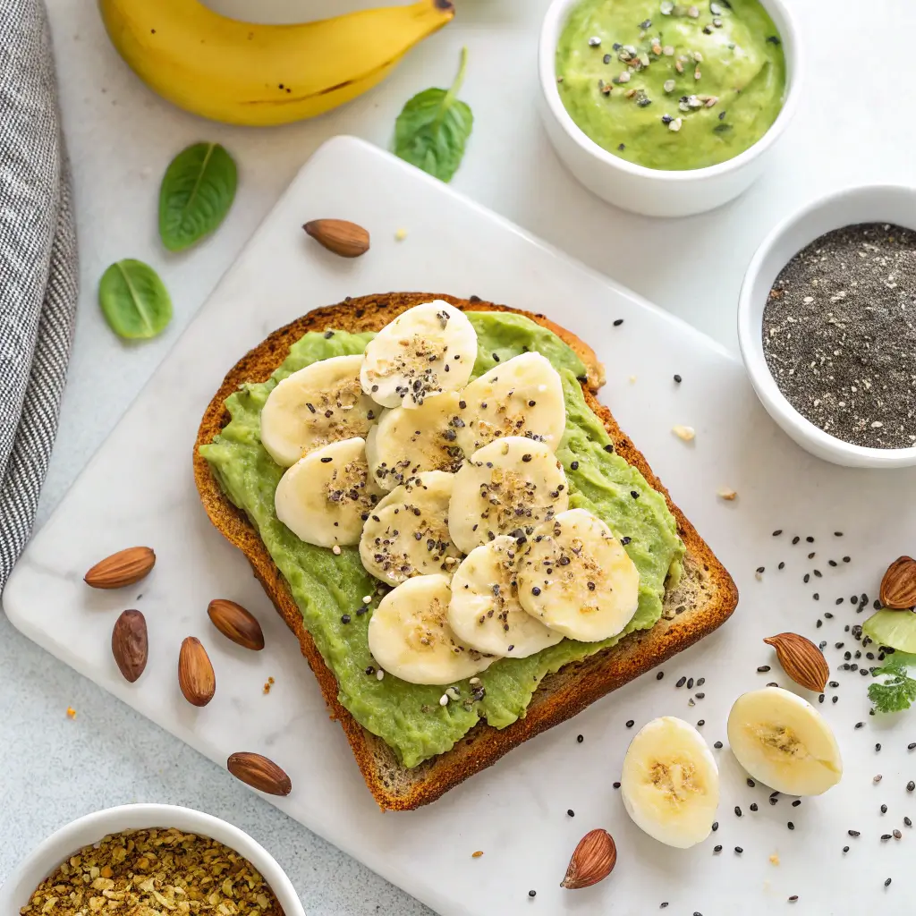Pistachio butter on toast with banana