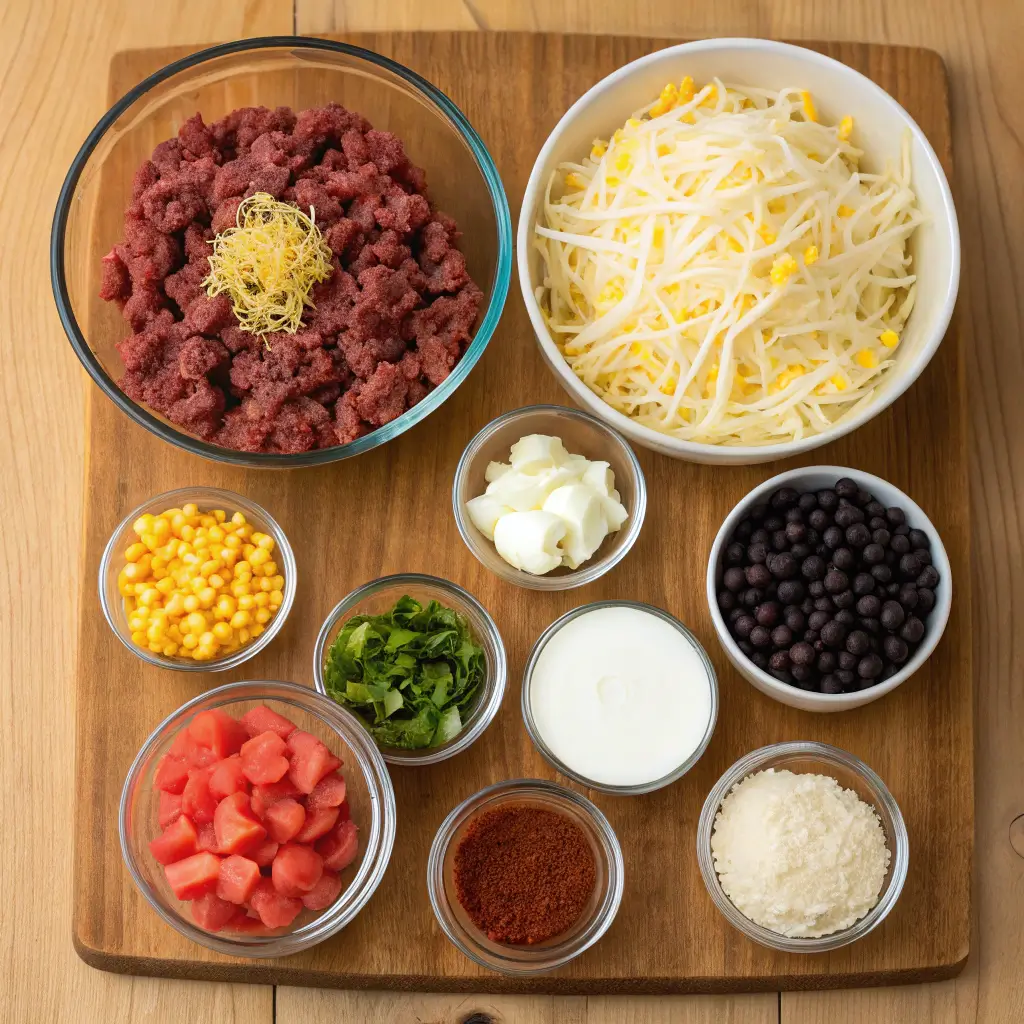 Mexican Cornbread Casserole – Ingredient Flat Lay
