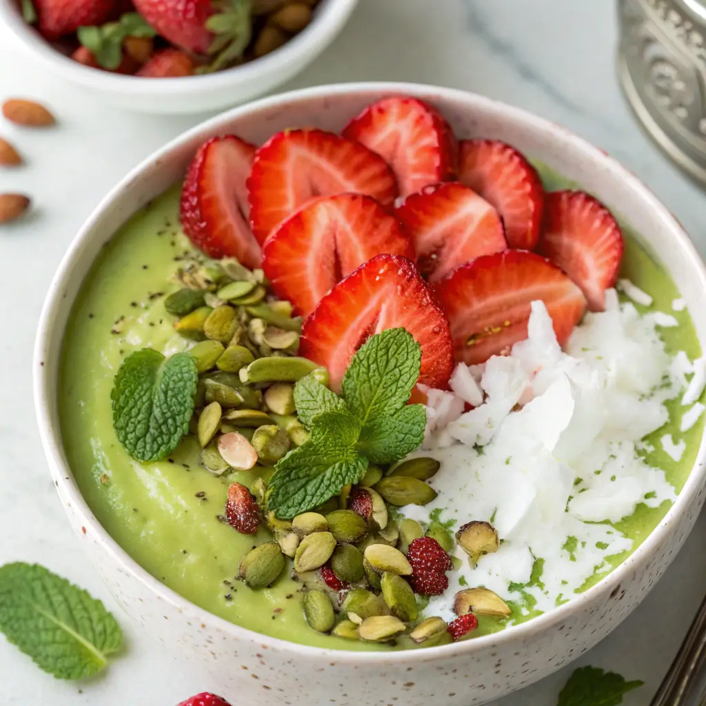 Pistachio nut butter smoothie bowl
