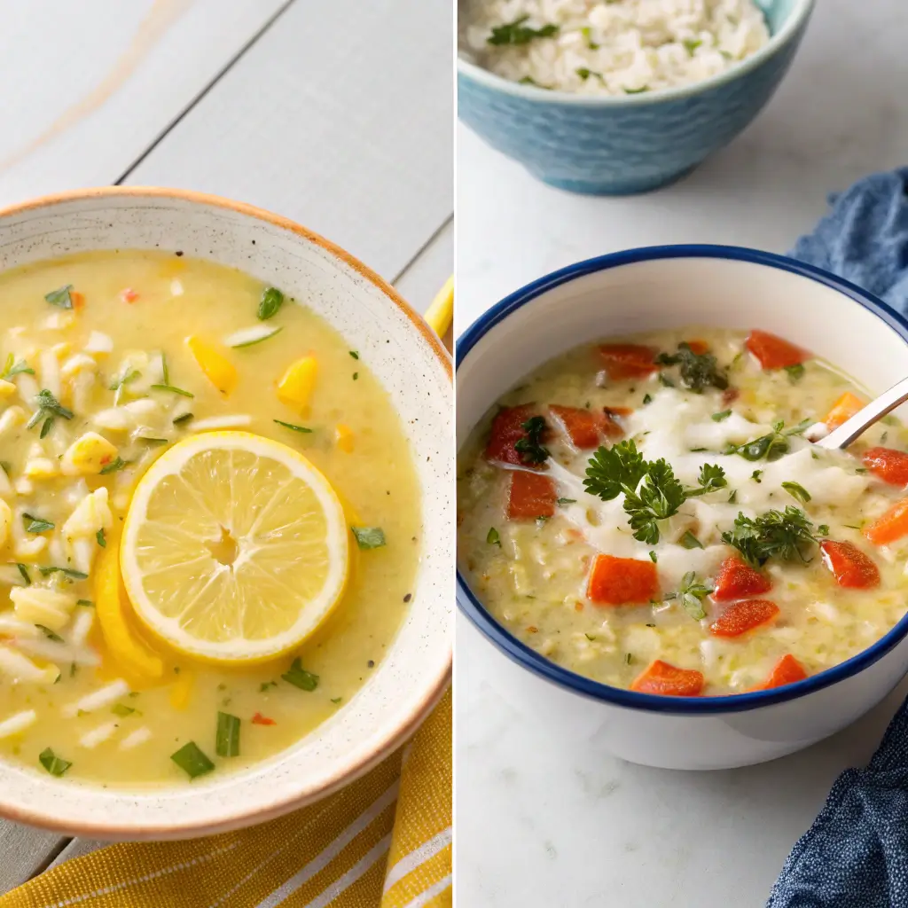 Classic vs. modern Avgolemono soup